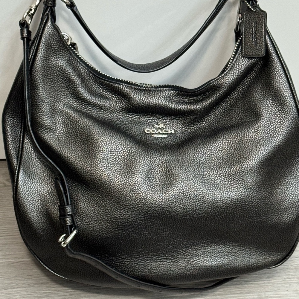 Coach Gunmetal Metallic Leather Women's Bag